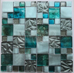 Staklo pomiješano s aluminijskim mozaikom Crne metalik mozaik pločice Mozaik pločice od brušenog metala Ideje za podlogu od mozaika