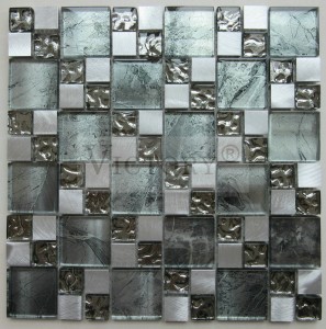 Стакло измешано со алуминиумски мозаик црни метални мозаични плочки брусени метални мозаични плочки