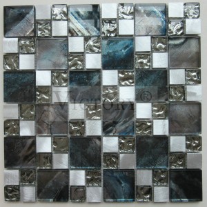 Alyuminiy mozaik bilan aralashtirilgan shisha qora metall mozaik plitkalar cho'tkasi metall mozaik plitkalar