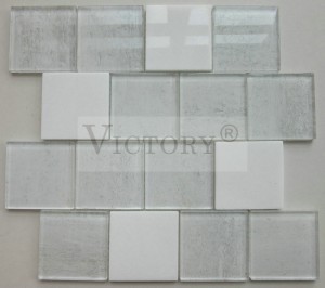 Germany Style Building Dekorasyon Materyal nga Crystal Mosaic Tile China Manufacturing Glass Mix Bato Mosaic Decor Tile