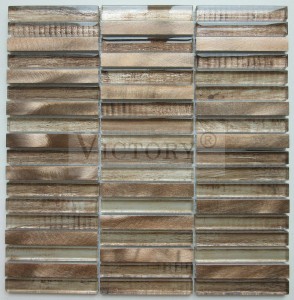 300*300 Metal Tile Strip Glass Mosaic Crystal Mosaic Tile yeLobby Wall Factory Direct Wholesale Yakanaka Hunhu Strip Grey Girazi Metal Mosaic Tile
