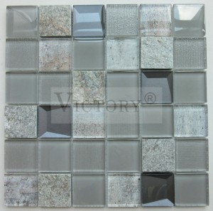Kvadratinės mozaikos plytelės Marmurinės mozaikinės plytelės Akmens mozaikos Backsplash juodos ir baltos mozaikos plytelės