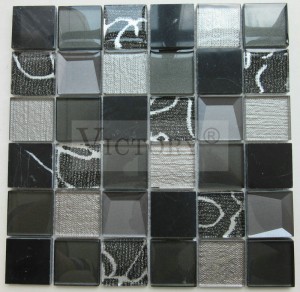 Fyrkantiga mosaikplattor Marmor Mosaik Kakel Sten Mosaik Backsplash Svart och vit Mosaik Kakel
