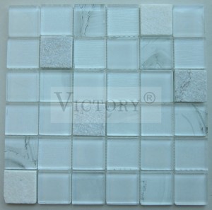 Квадратни мозаични плочки Мермерна мозаик плочка Камен мозаик за црно-бел мозаик