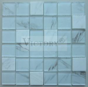 Azulejos de mosaico cuadrados Azulejo de mosaico de mármol Placa para salpicaduras de mosaico de piedra Azulejo de mosaico blanco y negro