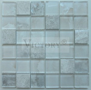 Kwadrat mozaika plitalary Mermer mozaika kafel daş daş mozaika arka tarapy gara we ak mozaika kafel