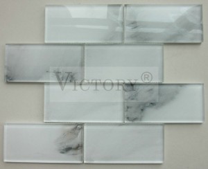 Superwit glasmosaïekteël met gelamineerde inkjetsteenpatrone vir muurversiering