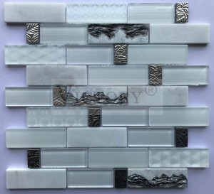 Mosaic Subway Tile ທໍາມະຊາດ Stone Mosaic Tile Mosaic Wall Art Crystal Mosaic ຫ້ອງນ້ໍາ Mosaic