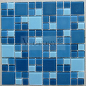 Blaue Mosaik Badezimmerfliesen Schwimmbad Mosaik Mosaik Küche Aufkantung Einfaches Mosaik Patten Design Aufkantung Glas für Mosaikfliesen Glasmosaik/Farbig/Schwimmbad/TV Wand/Glasmosaik China Manufaktur Bunte Badezimmer Wand Mosaikfliese