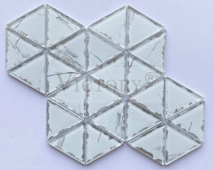 ʻO ke ʻano Vintage ʻO ka hoʻolālā pua nani 3D Crystal Glass Mosaic Tile Customized Art Pattern Design Dekoʻo Mosaic Flower Tile no ka pā.