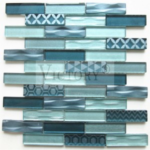 Azulejos de mosaico de vidrio de la victoria Azulejos de mosaico decorativos Azulejos de baño de mosaico Azulejo de mosaico blanco y negro