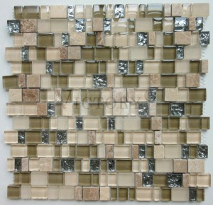 Kīkina Backsplash Decorative Shell Pattern Crystal Stone Mosaic Tile Factory Handmade Shell Mix Crystal Emperador/Perlino Bianco Marble Mosaic Tile