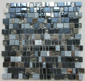 Pllakë mozaiku me gurë kristalesh, model i guaskës dekorative me spërkatje kuzhine Fabrika e pllakës së mozaikut me guaskë të punuar me dorë, përzierje me kristal perandori/Perlino bianco pllakë mozaiku mermeri