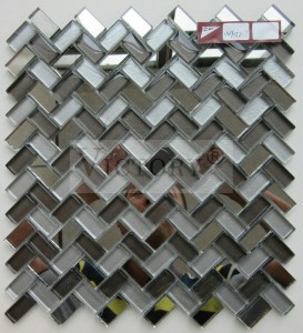 Carreau de mosaïque en verre à chevrons marron/gris pour décoration murale