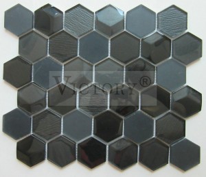 Hexagon Mosaic Tile Crystal Mosaic Tiles Gilashin Mosaico Blue Glass Mosaic Tiles Farin Mosaic Tile Backsplash