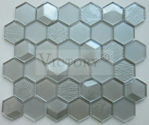 Hexagon Mosaic Tile Crystal Mosaic Tiles Glass Mosaico Blue Glass Mosaic Tiles White Mosaic Tile Backsplash