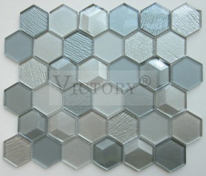 Hexagon Mosaic Tile Crystal Mosaic Tile Glass Mosaico Blue Glass Mosaic Tiles White Mosaic Tile Backsplash