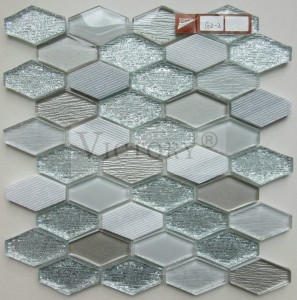 Hexagon Line Marble Mixed Crystal Glass Mosaic Tiles for Wall Decor Black White Girazi Dombo reCrystal Mosaic Tile Ari Kutengeswa.