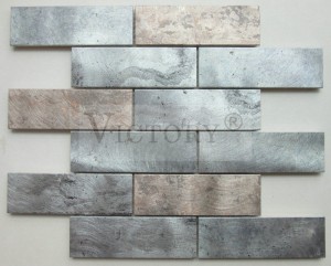 Marmor, der graue Farbtintenstrahl-Digitaldruck-Dreieck/Streifen/Hexagon-Aluminium-Mosaik-Fliese schaut