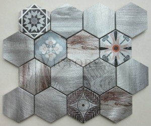 Marbra mitady loko volondavenona Inkjet Digital Printing Triangle/Strip/Hexagon Aluminum Mosaic Tile