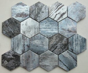 대리석 찾고 회색 잉크젯 디지털 인쇄 삼각형/스트립/육각형 알루미늄 모자이크 타일