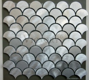 Backspalsh အတွက် Brushed Aluminum Mosaic Fan Shape Metal Mosaic