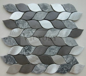 Deseño de moda de alta calidade en forma de folla de aluminio con mosaico de mármore para salpicaduras