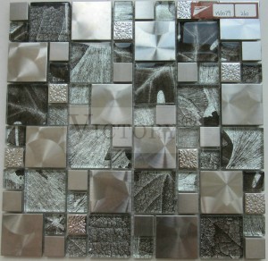 Mosaik Logam Stainless Steel Mosaik Aluminium Mosaik Metalik Campuran Acak Mosaik Metalik Perak Ubin Mosaik
