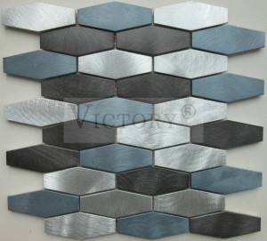 Hexagon Aluminum Aniani Mosaic Tile no ka Home Decor Glass Mix Metal Mosaic Tile