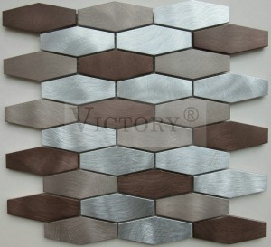 Шестоаголна алуминиумска стаклена мозаична плочка за декорација на домот Стаклена мешавина од метална мозаична плочка