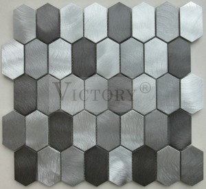 Aluminium Mosaic 3D Hexagon Mosaic Pobzeb Metallic Mosaic Chav Dej Vuas Marble Thiab iav Mosaic Pobzeb