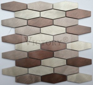Azulejo de mosaico de vidrio de aluminio hexagonal para decoración del hogar Azulejo de mosaico de metal de mezcla de vidrio