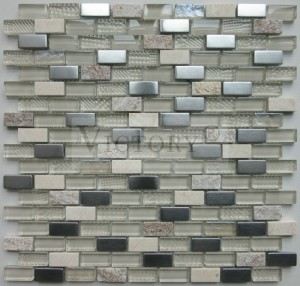 Мозаик за подни плочки од стакло и нерѓосувачки челик Splashback Се продаваат мозаик од камен од стакло и нерѓосувачки челик со висок квалитет