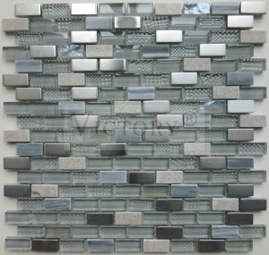 Azulejo de mosaico de piso de vidrio y acero inoxidable Salpicadero Azulejos de mosaico de piedra de vidrio de acero inoxidable duradero de alta calidad para la venta para decoración de salpicadero de cocina