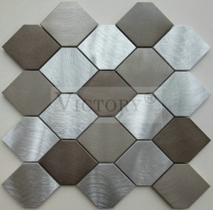 Шестоаголен брусен алуминиумски мозаик Метален мозаик за декорација на ѕидови