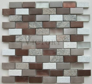 European Style Wall Background Crystal Aluminium Hlau Sib Nqus iav Pob Zeb Mosaic