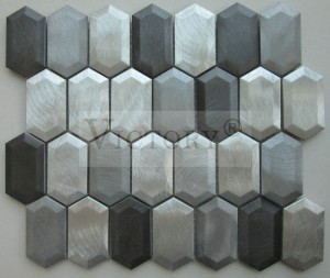 Aluminium mozaïek 3D hexagon mozaïek tegel metallysk mozaïek badkeamer tegels marmer en glêzen mozaïek tegel