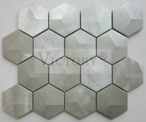 Hexagon Mosaic Tile ອະລູມິນຽມ Mosaic Metallic ໂລ້ຫ້ອງນ້ໍາ Mosaic ກະເບື້ອງຂະຫນາດໃຫຍ່ Mosaic ເຮືອນຄົວ Backsplash ໂລຫະ Mosaic Wall Art