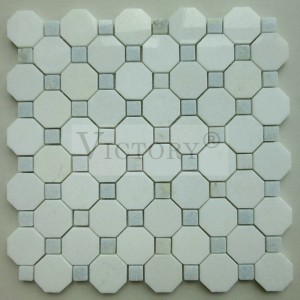 ແກ້ວທໍາມະຊາດ Mosaic Tile Stone Mosaic Backsplash Carrara Mosaic Tiles Grey Mosaic Tiles Mix Color Rhombus ຮູບຮ່າງ Marble Stone Mosaic ສໍາລັບການອອກແບບຕົກແຕ່ງອາພາດເມັນສີຂາວ Mosaic ທໍາມະຊາດ Stone Marble Mosaic