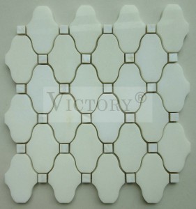 Modern metall- och stenmosaik Fin design Blomform Marmor Waterjet Mosaik Sten Waterjet Mosaik Kakel Blomma Mosaik Carrara Marmor Mosaik Kakel Marmor Mosaik Kakel Backsplash