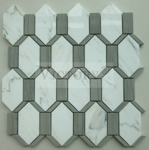 I-Hexagon Mosaic Floor Tile Ithayela Lemabula I-Mosaic Backsplash I-Carrara Mosaic Tiles Hexagon White/Black/Grey Itshe Lemabula Empunga Ithayela LikaMose Lekhishi laseBacksplash