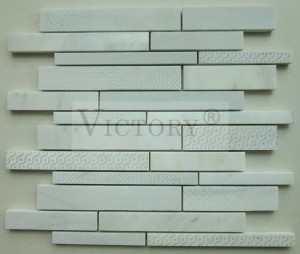 Hot Sale Wall Decor Carving Marble at Stone Mosaic Tile Banyo Wall Backsplash White Glass Mixed Stone Mosaic Tile Presyo