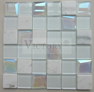 Square Mosaic tiles Marble Mosaic ກະເບື້ອງສີດໍາແລະສີຂາວ Mosaic ກະເບື້ອງຫ້ອງນ້ໍາ Mosaic ກະເບື້ອງກໍາແພງ Mosaic Mirror Art