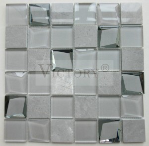 Kvadratinės mozaikinės plytelės marmurinės mozaikinės grindų plytelės juodos ir baltos mozaikinės plytelės vonios kambariui mozaikinės sienų plytelės mozaikinės veidrodžio menas