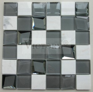 Square Mosaic tiles Marble Mosaic ກະເບື້ອງສີດໍາແລະສີຂາວ Mosaic ກະເບື້ອງຫ້ອງນ້ໍາ Mosaic ກະເບື້ອງກໍາແພງ Mosaic Mirror Art