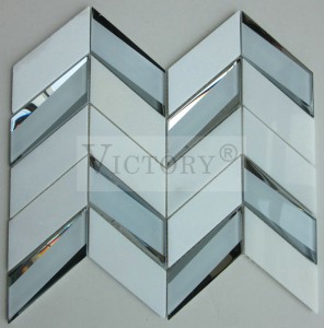 Moderne dekoration Marmor Sten Mix Spejl Glas Flise Mosaikker Sejr Badeværelser Design Marmor Mosaik Væg Spejl Glas Mursten Mosaik Flise