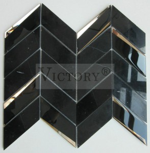 Moderne dekoraasje Marble Stone Mix Mirror Glass Tile Mosaics Victory Bathrooms Designs Marble Mozaïek Wall Mirror Glass Bakstien Mosaic Tile