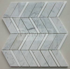 Nordic Style Herringbone Batu Mosaic Campur Metal Warna-warni Lauk Tulang Jalur Dapur Mandi Tembok Kotak