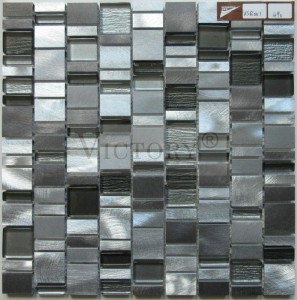 Gạch Mosaic hình chữ nhật Gạch kim loại Kết hợp ngẫu nhiên Mosaic Mosaic nhà bếp Backsplash Mosaic Phòng tắm Gạch ốp lát khảm kim loại đen
