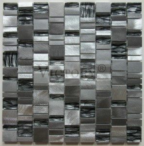Тіктөртбұрышты мозаикалық плиткалар Металл кездейсоқ аралас мозаикалық мозаика Ас үйге арналған мозаика мозаика ванна бөлмесіне арналған қара металл мозаикалық плиткалар